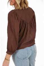 21Jewelz Losvallende blouse met kanten detail - bruin