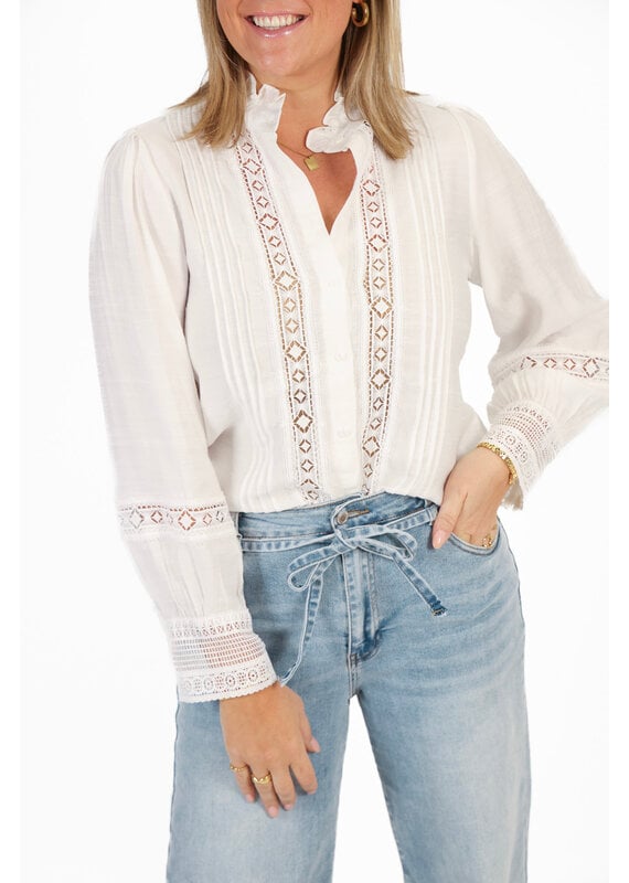 21Jewelz Kanten blouse - wit