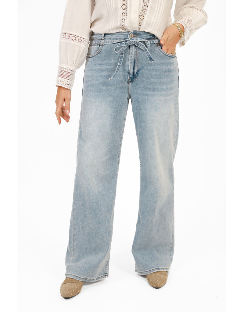 21Jewelz Wide leg jeans met strik detail - lichtblauw