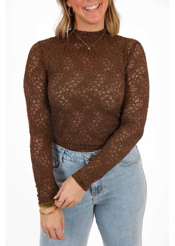 21Jewelz Top met bloemenprint - bruin