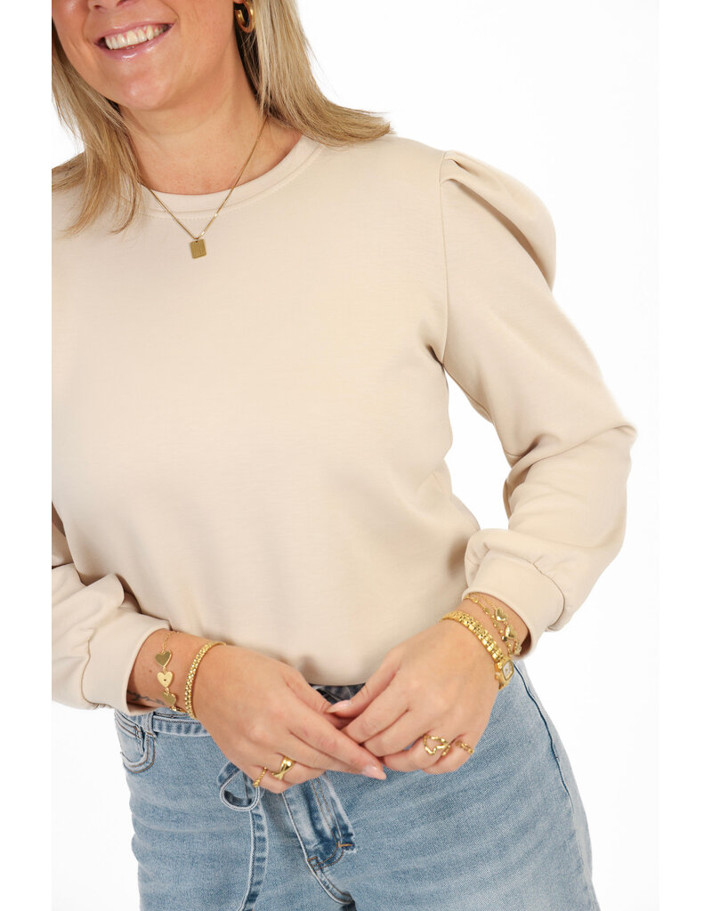 21Jewelz Basic sweater met pofmouw - beige
