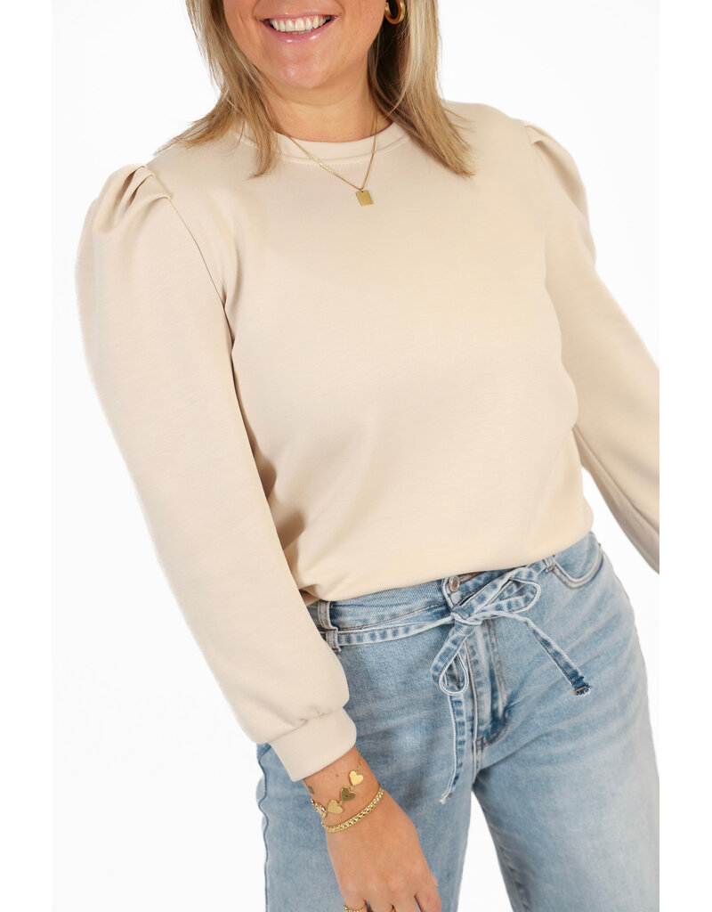 21Jewelz Basic sweater met pofmouw - beige