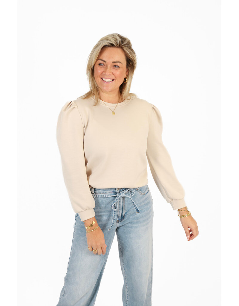 21Jewelz Basic sweater met pofmouw - beige