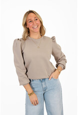 21Jewelz Basic sweater met pofmouw - taupe