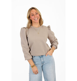 21Jewelz Basic sweater met pofmouw - taupe