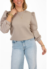 21Jewelz Basic sweater met pofmouw - taupe