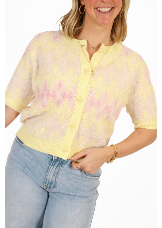 21Jewelz Wollig vestje met patroon - geel/roze