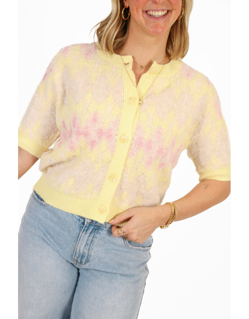 21Jewelz Wollig vestje met patroon - geel/roze