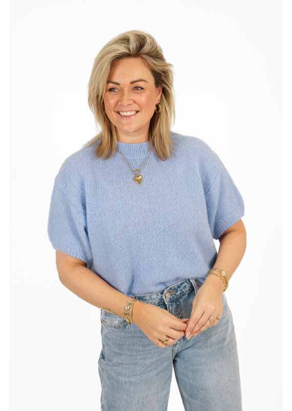 21Jewelz Wollige trui met korte mouw - blauw