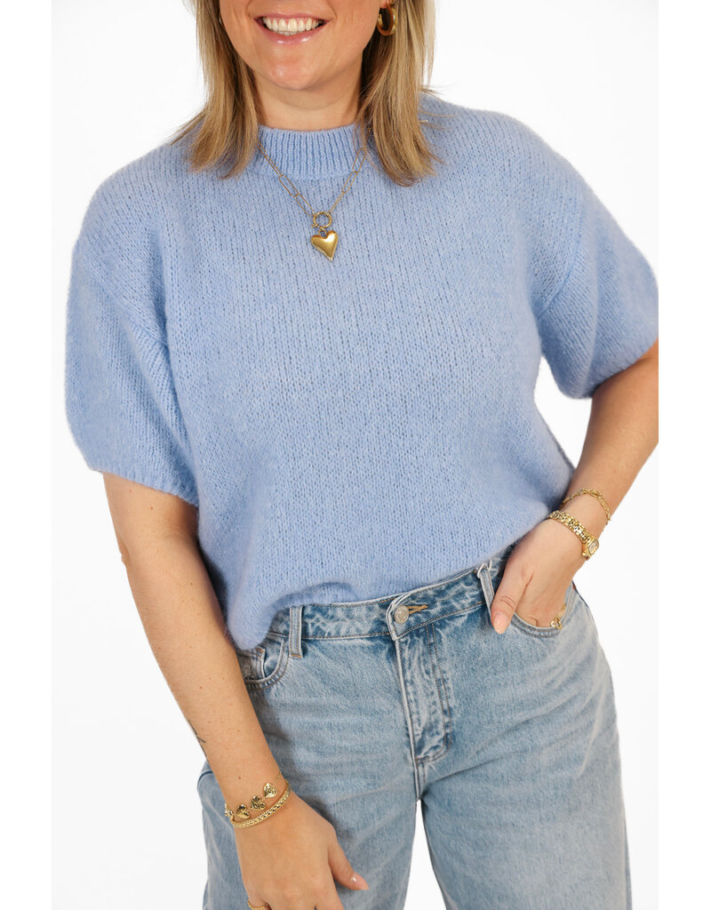 21Jewelz Wollige trui met korte mouw - blauw