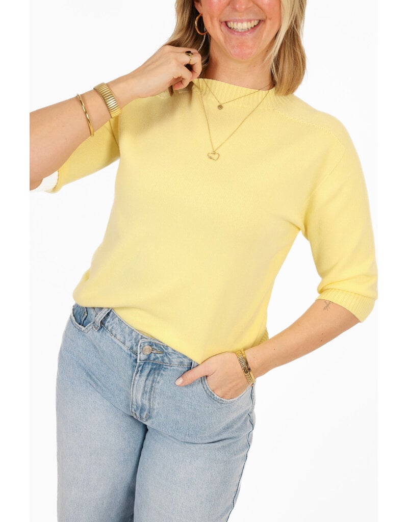 21Jewelz Fijn gebreid truitje met korte mouw - geel