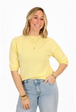 21Jewelz Fijn gebreid truitje met korte mouw - geel