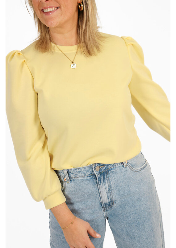 21Jewelz Basic sweater met pofmouw - geel