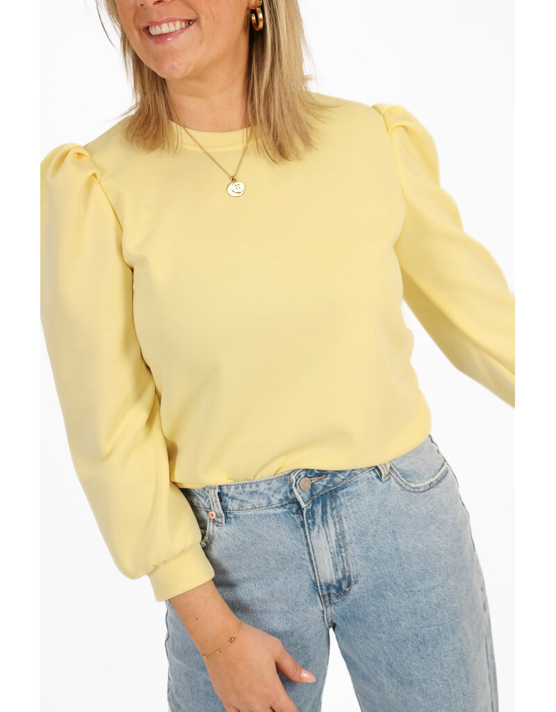 21Jewelz Basic sweater met pofmouw - geel