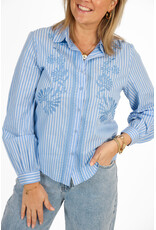 21Jewelz Gestreepte blouse met geborduurde bloemen - blauw