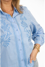 21Jewelz Gestreepte blouse met geborduurde bloemen - blauw