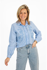 21Jewelz Gestreepte blouse met geborduurde bloemen - blauw