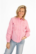 21Jewelz Gestreepte blouse met geborduurde bloemen - roze