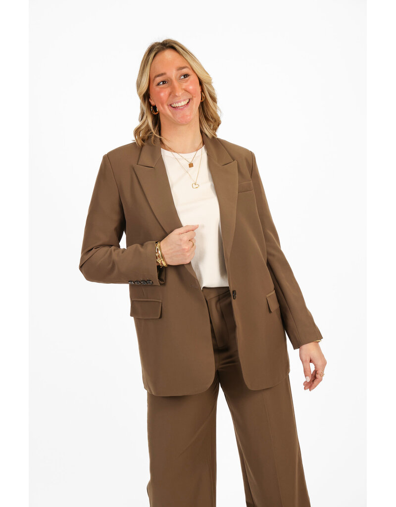 21Jewelz Effen blazer - donker taupe