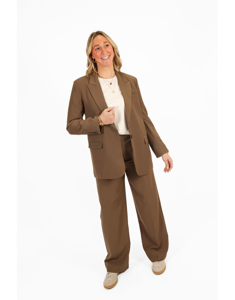 21Jewelz Effen blazer - donker taupe