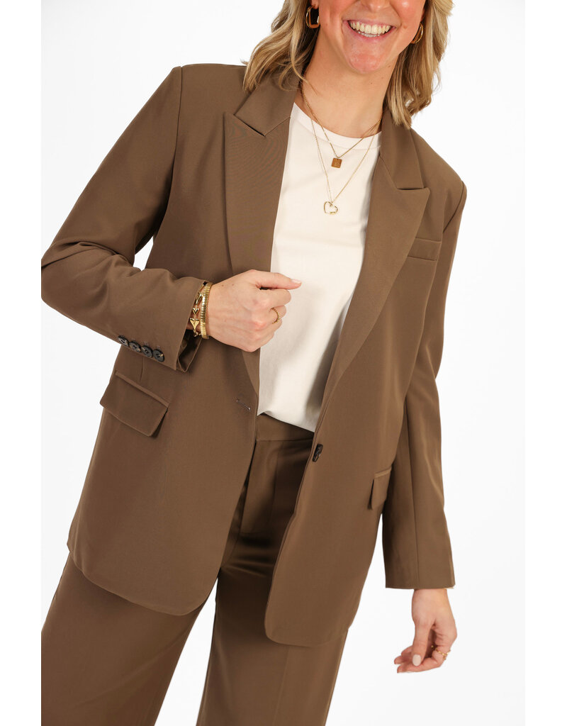 21Jewelz Effen blazer - donker taupe