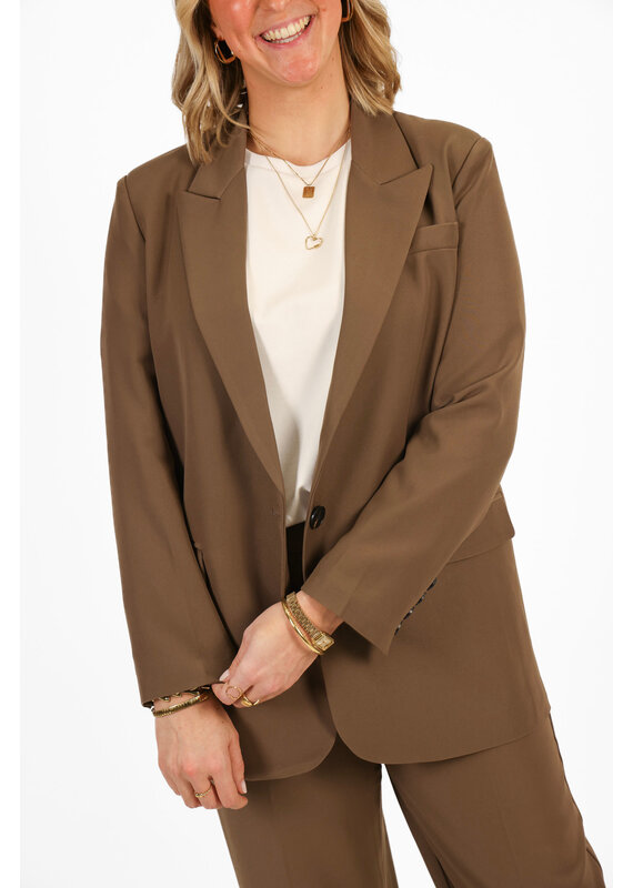 21Jewelz Effen blazer - donker taupe