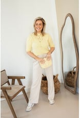 21Jewelz Fijn gebreid truitje met korte mouw - geel