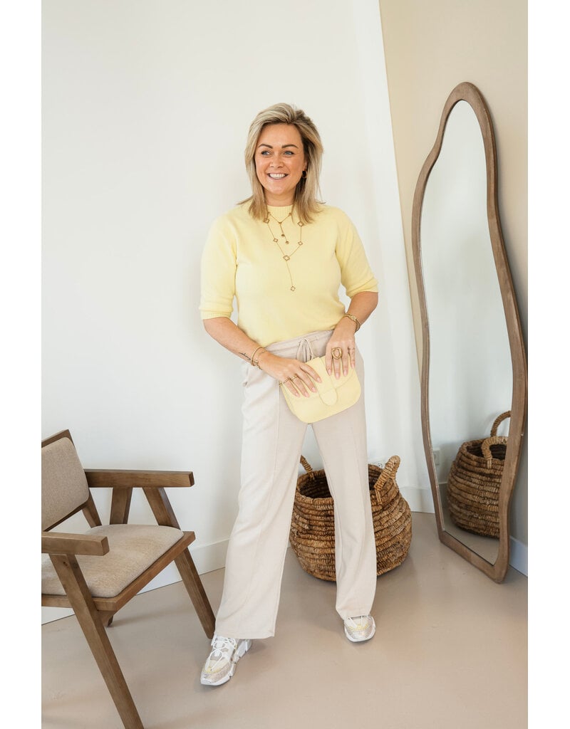 21Jewelz Fijn gebreid truitje met korte mouw - geel