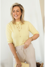 21Jewelz Fijn gebreid truitje met korte mouw - geel