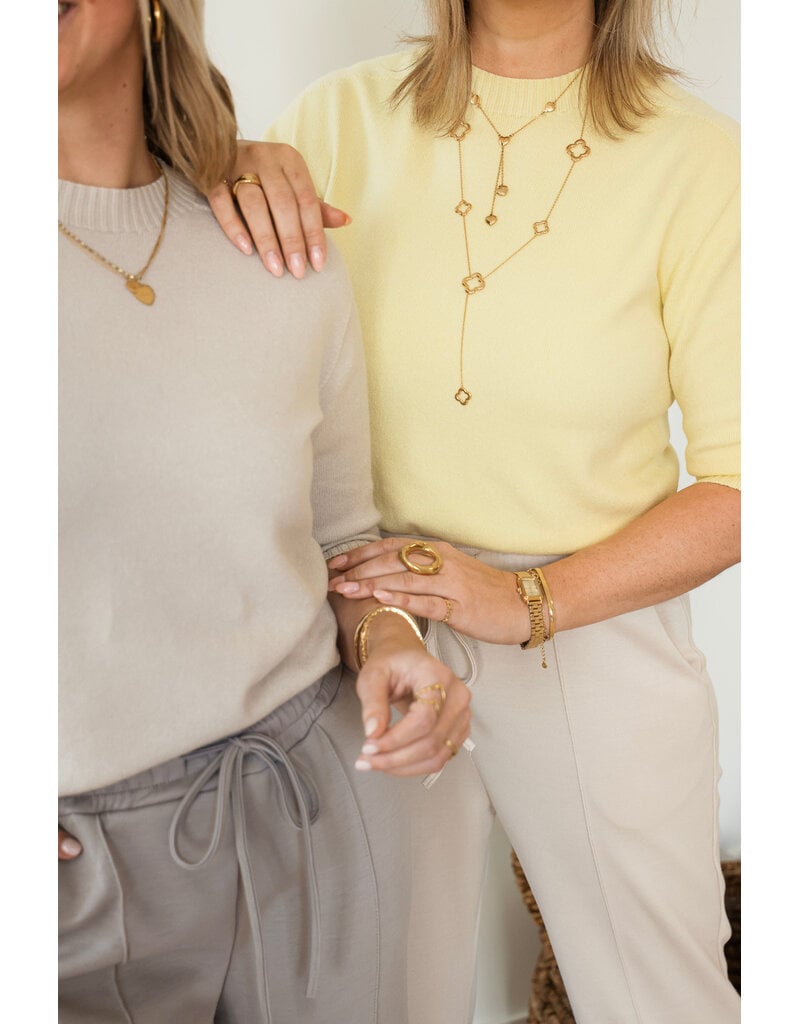 21Jewelz Fijn gebreid truitje met korte mouw - geel