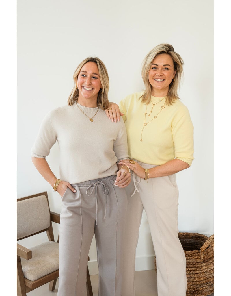 21Jewelz Fijn gebreid truitje met korte mouw - licht beige