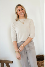 21Jewelz Fijn gebreid truitje met korte mouw - licht beige