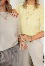 21Jewelz Fijn gebreid truitje met korte mouw - licht beige