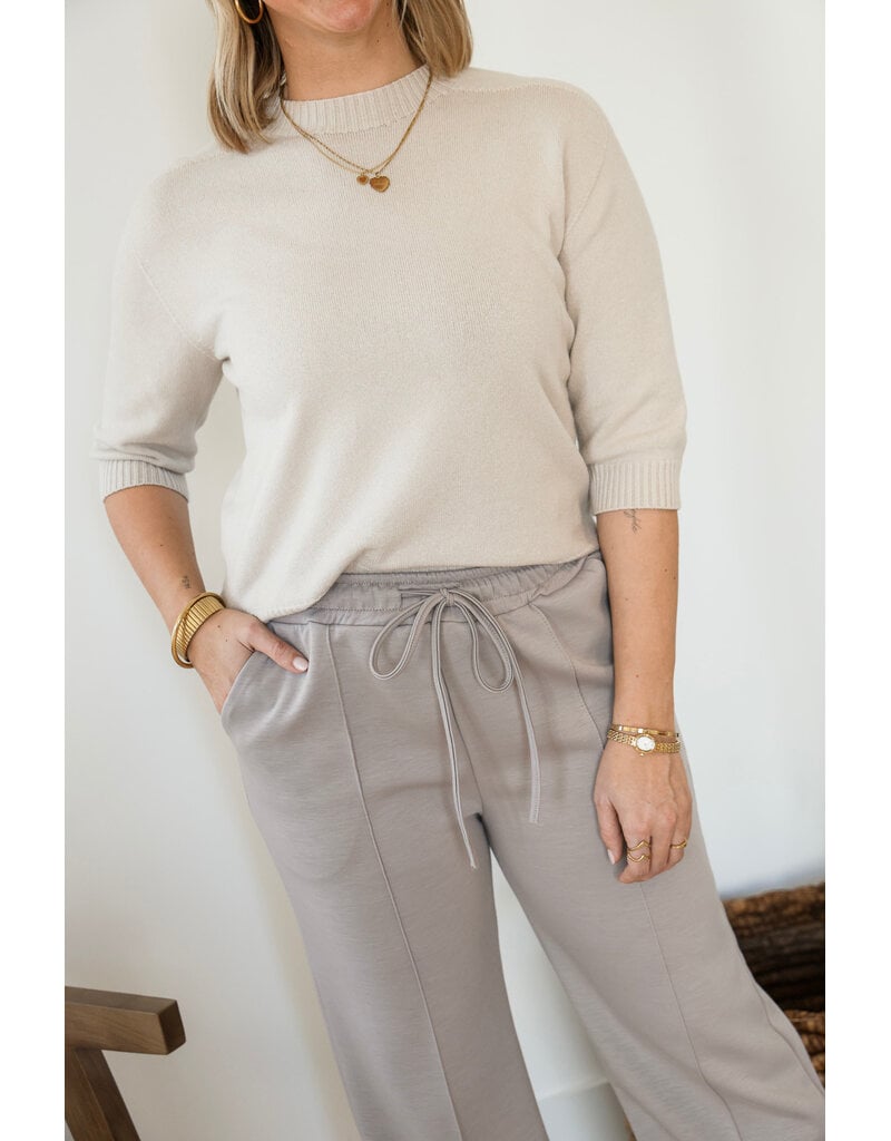 21Jewelz Fijn gebreid truitje met korte mouw - licht beige