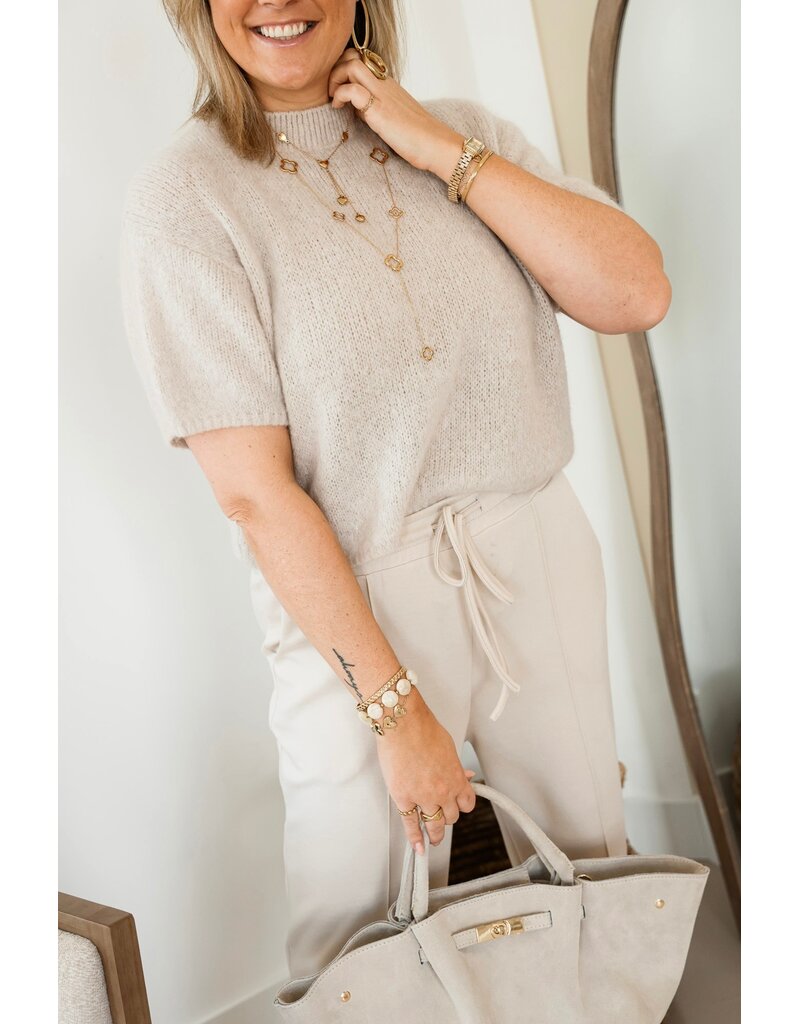 21Jewelz Wollige trui met korte mouw - beige