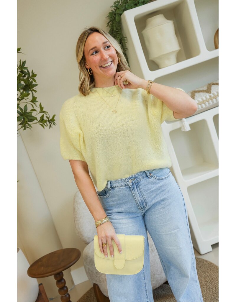 21Jewelz Wollige trui met korte mouw - geel