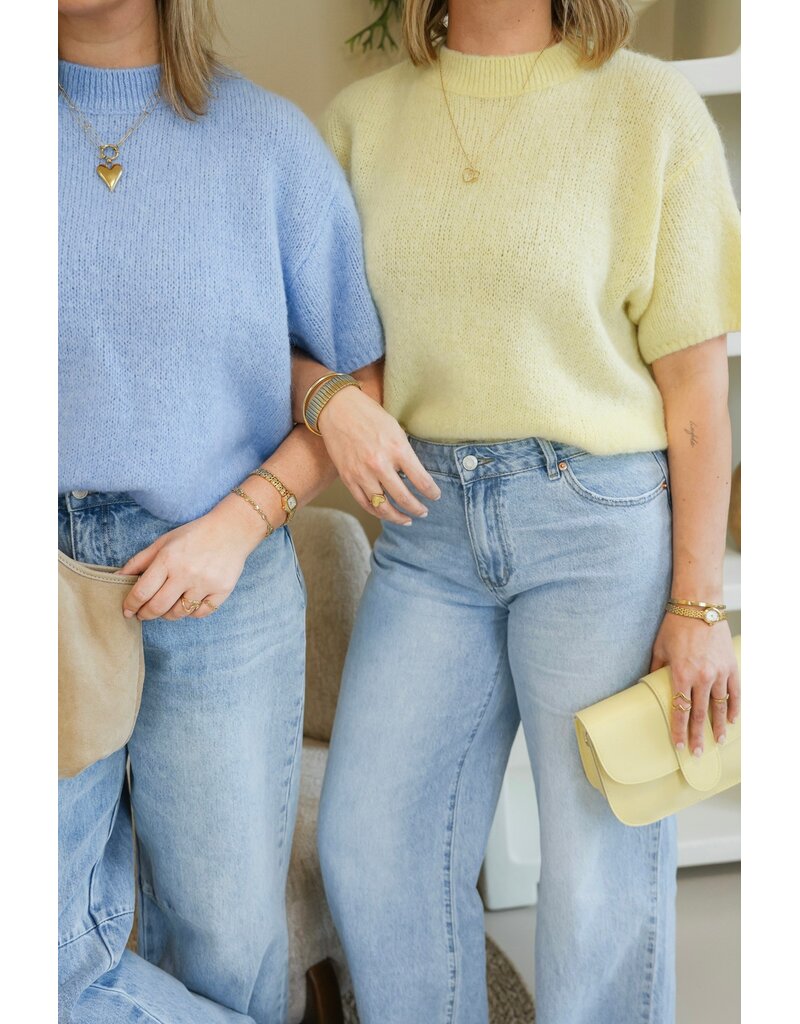 21Jewelz Wollige trui met korte mouw - geel