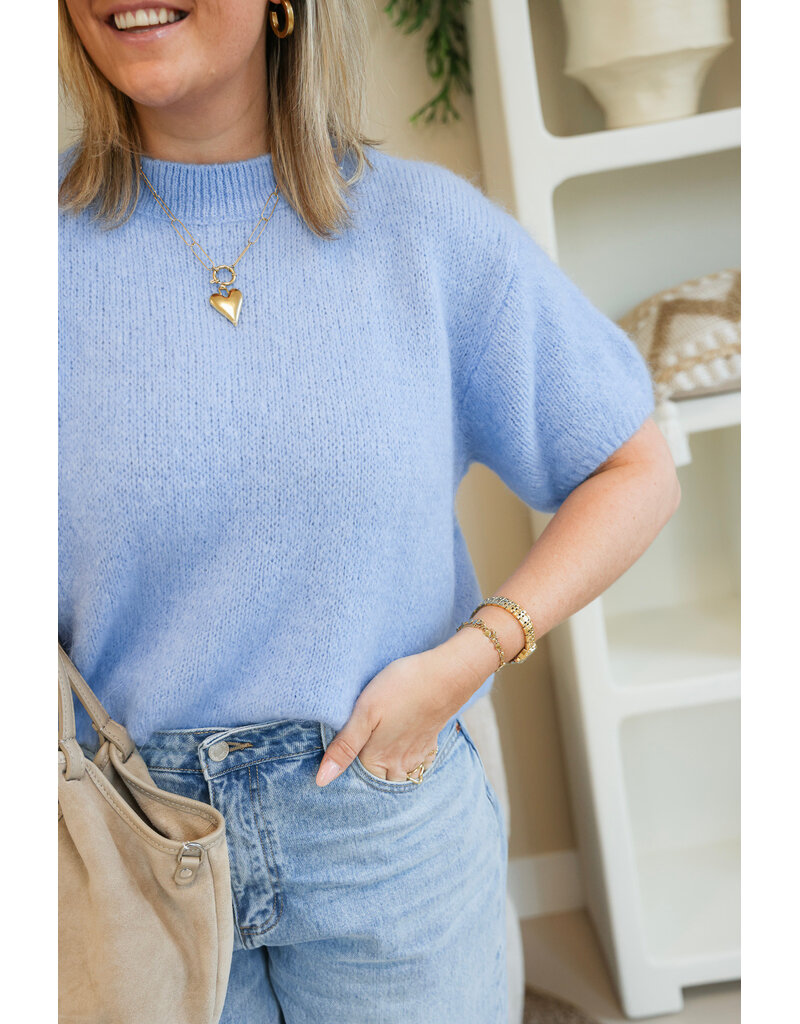 21Jewelz Wollige trui met korte mouw - blauw