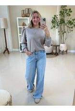 21Jewelz Basic sweater met pofmouw - taupe