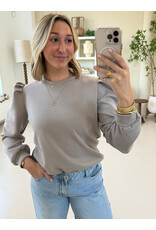 21Jewelz Basic sweater met pofmouw - taupe