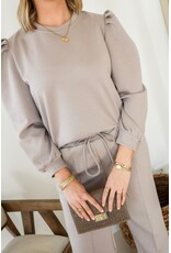 21Jewelz Basic sweater met pofmouw - taupe