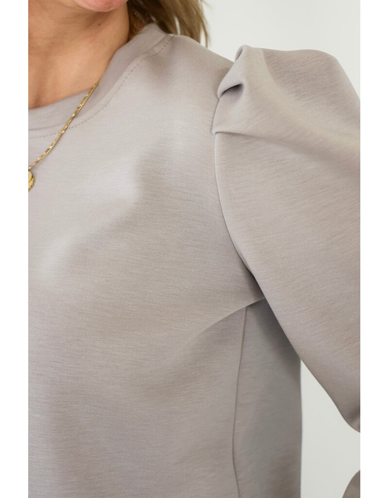 21Jewelz Basic sweater met pofmouw - taupe