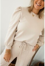 21Jewelz Basic sweater met pofmouw - beige