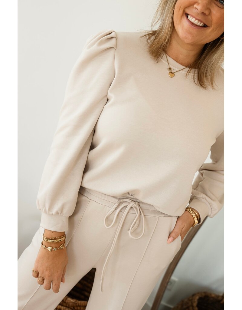 21Jewelz Basic sweater met pofmouw - beige
