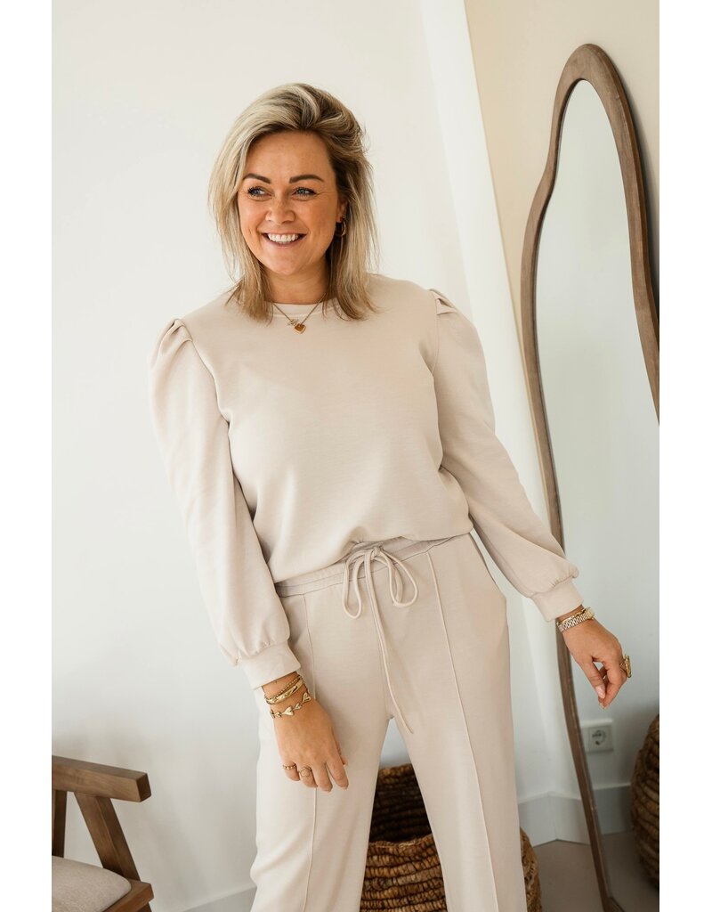 21Jewelz Basic sweater met pofmouw - beige