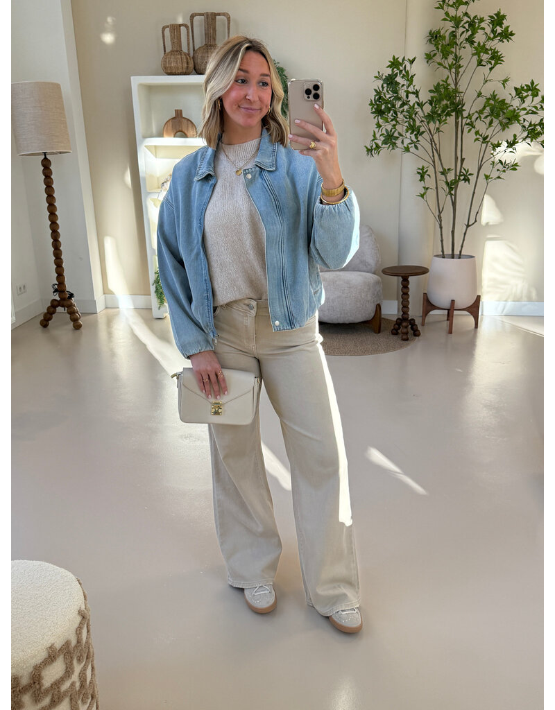 21Jewelz Basic stretch wide leg jeans - beige