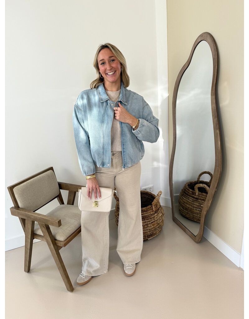 21Jewelz Basic stretch wide leg jeans - beige