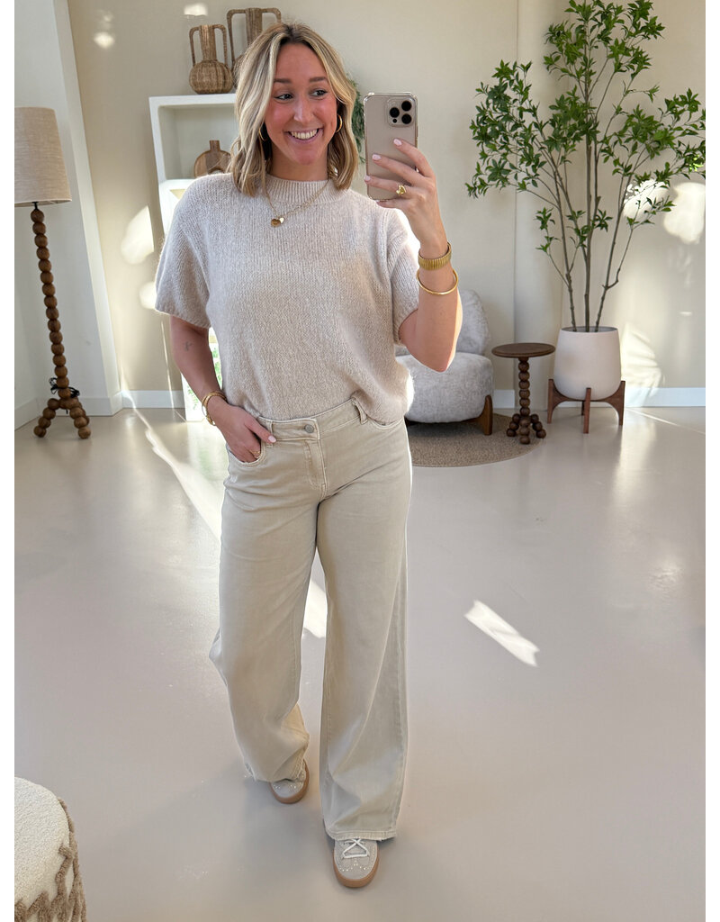 21Jewelz Basic stretch wide leg jeans - beige