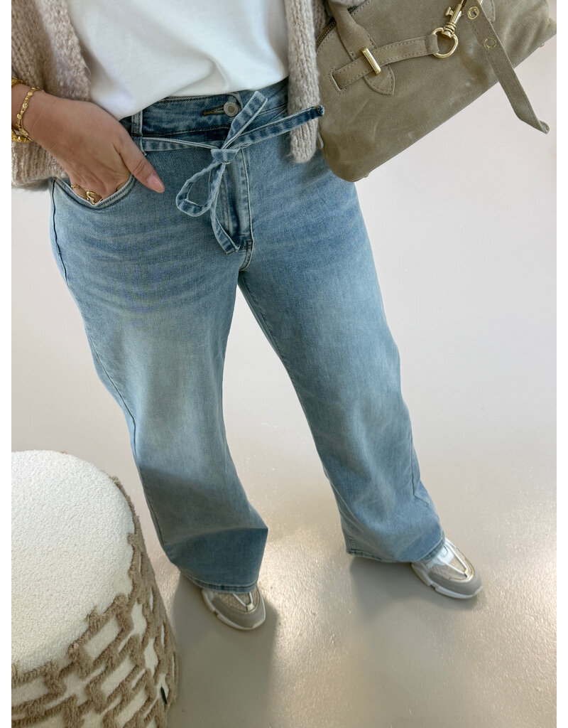 21Jewelz Wide leg jeans met strik detail - lichtblauw