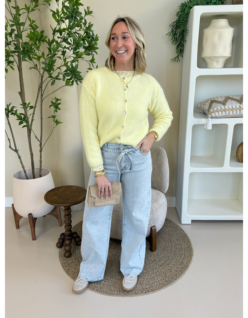 21Jewelz Wide leg jeans met strik detail - grijs